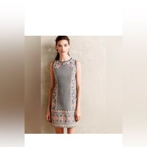 Anthropologie Maeve Embroidered Neoprene shift Dress